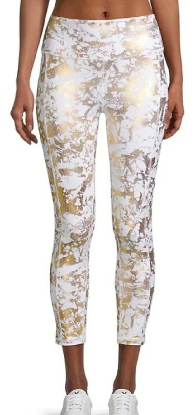 Lilly Pulitzer Luxletic Weekender High Rise Midi Legging Gold Foil Large Sporty